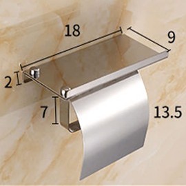 Toilet Roll Holder, Bathroom Storage, Toilet Roll Holder, Stainless Steel Wall Mounted with Spacious Shelf Screws for Kitchen, Bathroom Storage (Gold)