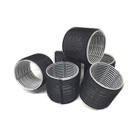 (Black) - 6 PC - Jumbo Self Stick Grip Curlers Plastic Hair Rollers - Great For Long Hair (Black)