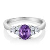 Gem Stone King 925 Sterling Silver Purple Amethyst and White
