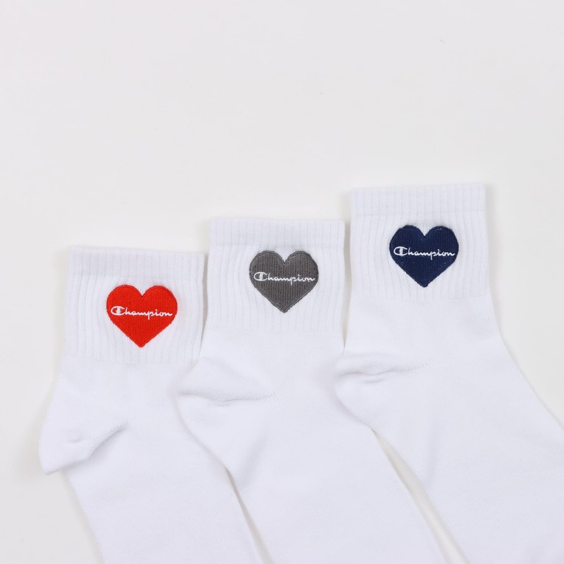Champion CWSCB201 Women's Socks, 3-Pair Set, One Point Logo Embroidery,