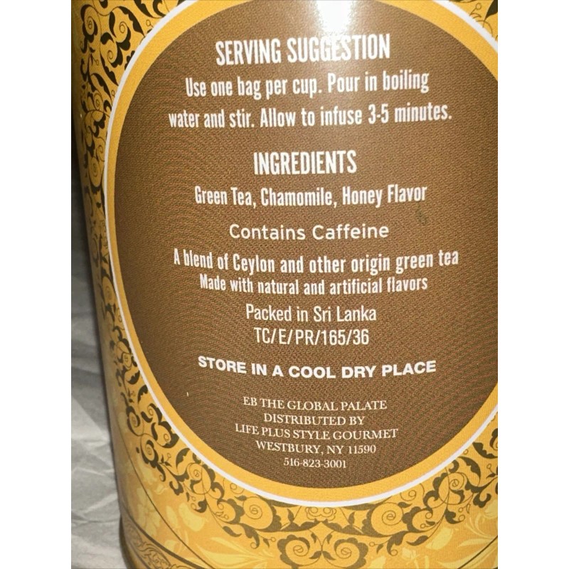 Pagoda Garden Caffeinated CHAMOMILE HONEY GREEN TEA 60 Bags BB