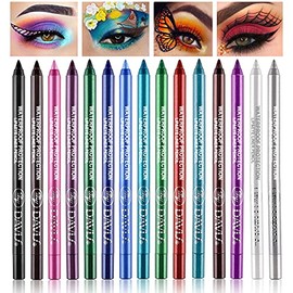 LemonSac 15 Colorful Eyeliner Pen Set, Lápiz de Sombra de Ojos, Pearl Eyeliner Kit Metallic Eyeliner Lápiz Delineador de Ojos Glitter Delineador de Ojos para Mujeres Eye&Lip Liner Professional Eye Mak