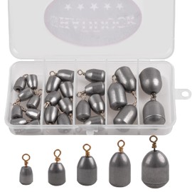 SHADDOCK Fishing Weights Kit 25pcs Iron Sinker Weights Bass Casting Metal Fishing Sinker Weights Fishing Terminal Tackle Kit For Saltwater Freshwater
