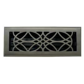 Madelyn Carter Contemporary Empire Style Vent Cover, Solid Cast Brass Interior, Controls Air Flow, 4 x 12 inches (Overall Face: 5.25 x 13.5 inches), Brushed Nickel