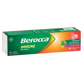 Berocca Immune Daily Defence Vitamin C, D and Zinc, Blackcurrant Flavoured Effervescent Tablets 15 Pack