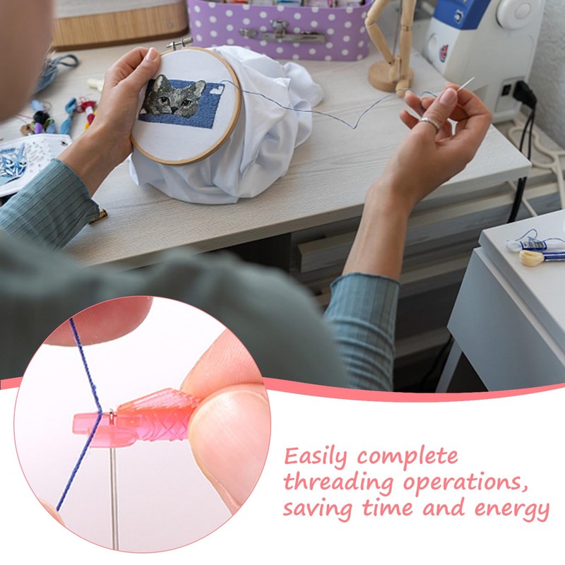 Pack of 9 Mini Fish Needle Threader, Plastic Needle Threader,