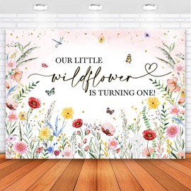 Avezano Wildflower 1st Birthday Backdrop Floral Our Little Wildflower is Turning One Birthday Decorations Watercolor Girl First Bday Party Background 7 x 5 ft