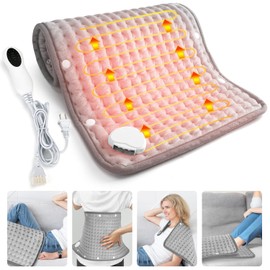 Lukovee Almohadilla Térmica 40 x 76 cm, Suave Cobijas Eléctricas Compresa para Alivio de Dolores de Hombros Cuello Espalda, 10 Ajustes de Temperatura Almohadilla de Calefacción Rápida, Lavable