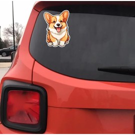 Cute Cartoon Corgi Dog Vinyl Decal – 5-Inch Waterproof Sticker for Laptop, Bookcase, Tablet, Skateboard, Water Bottle, Car Bumper, Guitar, Truck Windows