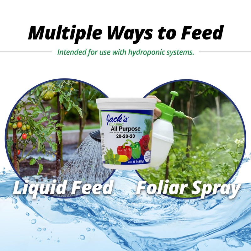 Jack's Classic 20-20-20 All Purpose Water-Soluble Fertilizer with Micronutrients to