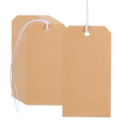 100 Pack Kraft Tags with String Attached,Marking Tags Paper Hanging Tags with Elastic Rope Attached,Writable Price Tags Paper Gift Tags for All Occasions 4.76''×2.36'