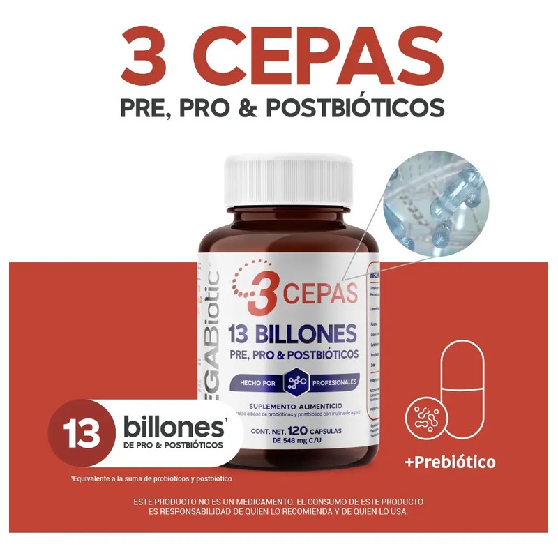 Prebioticos Probioticos Y Postbioticos Megabiotic 120 Caps Sabor Sin sabor