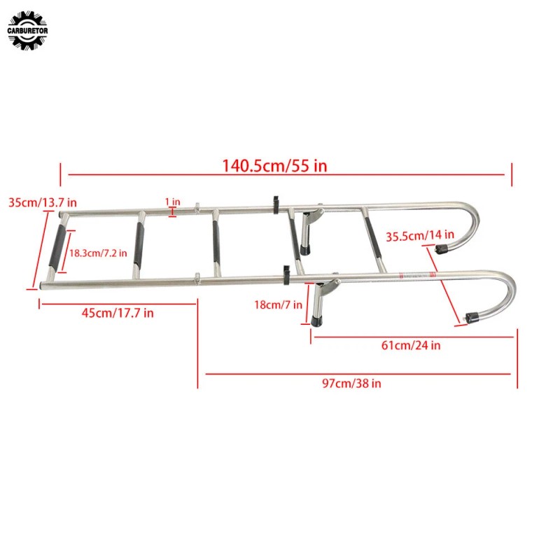 home-garden-fix 2+3 Steps Stainless Steel Folding Ladder Telescoping 400 lb.For
