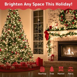 PREXTEX 100-Count Warm White Christmas Lights - 20 ft Clear StringLights on White Wire - Incandescent Xmas TreeLights for Indoor and Outdoor Decorations