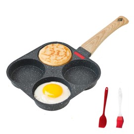 HUPECHAM 4-Cup Egg Pan Nonstick, and Granite Egg Frying Pan, Versatile Breakfast Skillet for Eggs, Pancakes, Plett, Crepes, Compatible with Gas Stove and Induction Cooktop