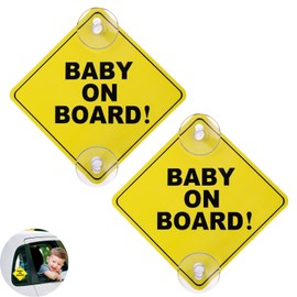 2 PCS Baby on Board Sign for Car, Baby on Board Badge, for Car Window Bumper Stickers(Yellow)