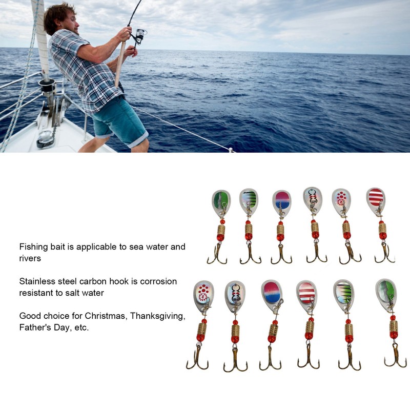12Pcs Trout Lure Flashing Sequin Efficient Stainless Steel Bass Fishing