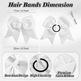 SHELEMB Bow Hair Ties，Silky Satin Hair Bows Big Hair Bows for Women Hair Ribbons Bowknot Aesthetic Hair Accessorie - White