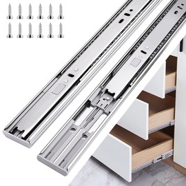 20 inch Drawer Slides 1 Pairs (2pcs) Soft Self Close 3 fold Full Extension Ball Bearing Drawer Slides Side Mount Drawer Slides 100 LB Capacity Drawer Slide 20" Silver