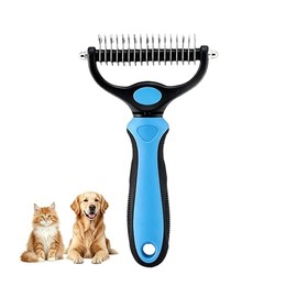 Peine desengrasante para perros y gatos, rastrillo para pelo largo, cepillo para eliminar nudos y pelos sueltos, herramienta de aseo para abrigos gruesos (azul L)