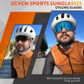 SCVCN Cycling Glasses Sunglasses Polarised MTB Glasses Cycling Glasses Sports Glasses Road Bike Cycling Running Driving Glasses Baseball Fishing Men Women
