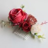 Fangsen Boho Red Rose Flower Leaves Floral Comb With Spring