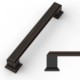 Amerdeco 10 Pack Oil Rubbed Bronze Cabinet Pulls 6.3 Inch(160mm) Hole Center Gold Kitchen Cabinet Handles Cabinet Hardware for Bathroom Drawer Pulls ZH0001…