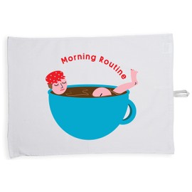 Hippowarehouse Female Morning Routine - coffee Tea Towel Eco Printed Dish Cloth Kitchen accessory 50cmx70cm 100% Cotton