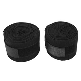 Ausla 2 Pack Cotton Boxing Hand Wraps Quick Dry Semi Elastic Hook Loop Design 5M Sports Hand Wraps for Kickboxing Muay Thai (Black)
