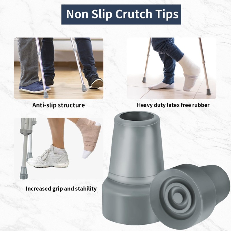 Crutch Tips, 8 Pack 3/4 Inch Rubber Crutch Accessories Replacement