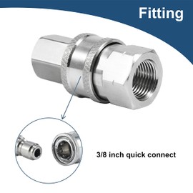 Raincovo Pressure Washer Quick Connect Fittings, 3/8 Inch Adapter Set, Stainless Steel, Female Thread, 4 Pieces