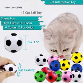 JZMYXA Cat Foam Soccer Balls for Small and Medium Cats, Interactive Silent Toy, 12 Pack