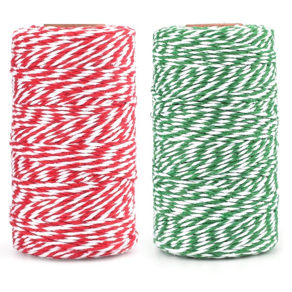 G2PLUS Rot und Grün Bäcker Bindfäden, 200M Baumwolle Schnur, 2MM