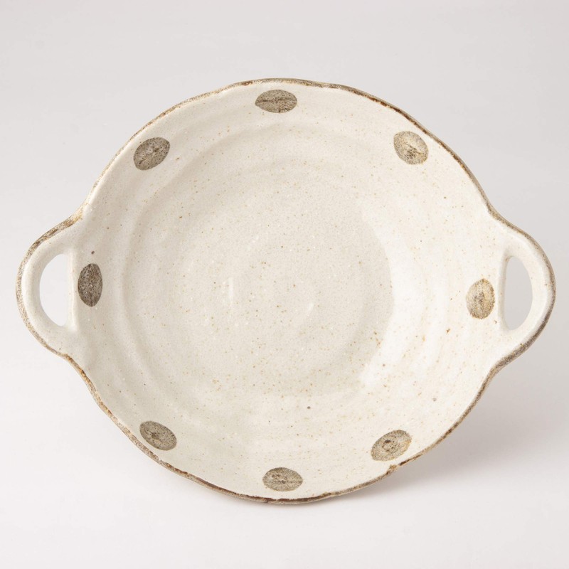 Mino Ware K52019 Polka Dot White Karatsu Large Pot with