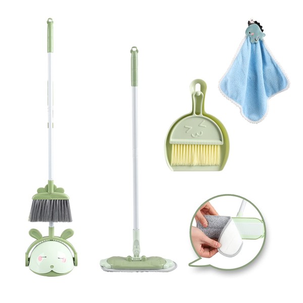 Midoneat Kids Cleaning Toy Set for Toddler Children, Pretend Play House Cleaning Tools Set Include House Keeping Broom and Dust Pan ,Mop,Brush,Cleaning Cloth (6 pcs)