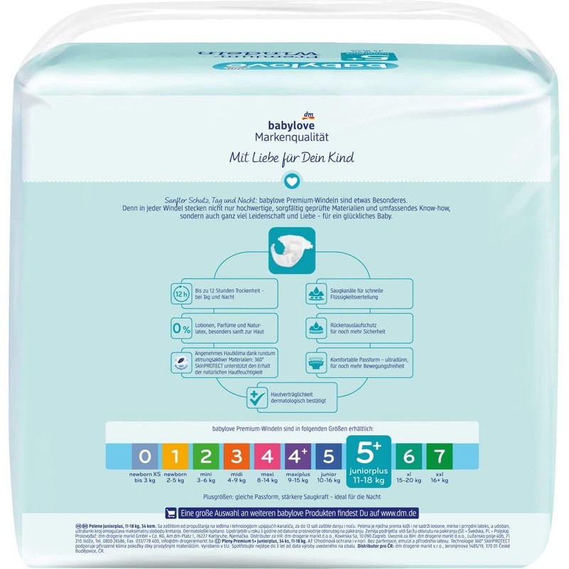 babylove Juniorplus Premium Active Plus Size 5+ Nappies 13-27 kg