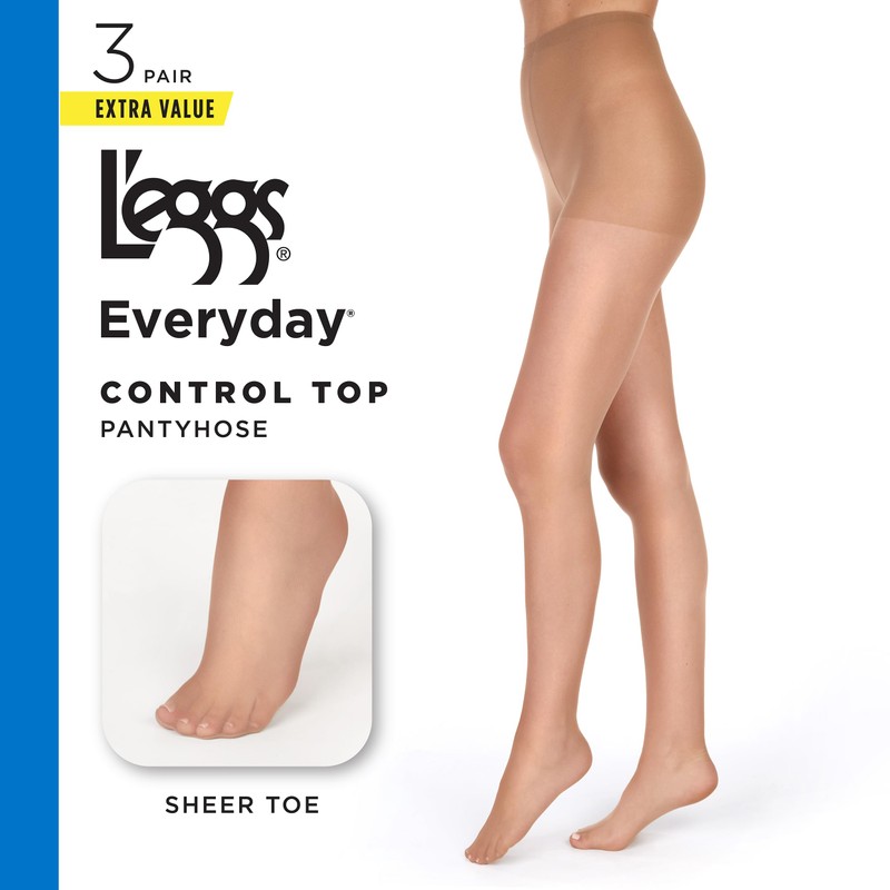 L'eggs Everyday Control Top Sheer Toe Pantyhose for All Day