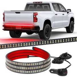 XRIDONSEN 48 inch Truck Red Tailgate Emergency Lights Strip 288 LED Tail/Rear Window Strobe Lights Police Firefighter Lights Flashing Warning Hazard Safety Caution Light for Vehicles Trucks Pickup POV