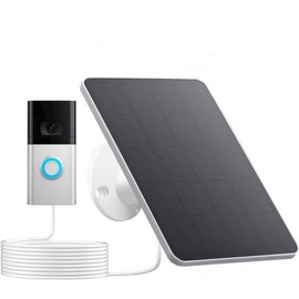 Solar Panel Charger Compatible with Ring Video Doorbell 1/Newest Generation(2020 Release-1080p), 10ft Waterproof Charging Cable, 360°Adjustable Mount,5W 5V, 7.5 * 6.4" ﻿