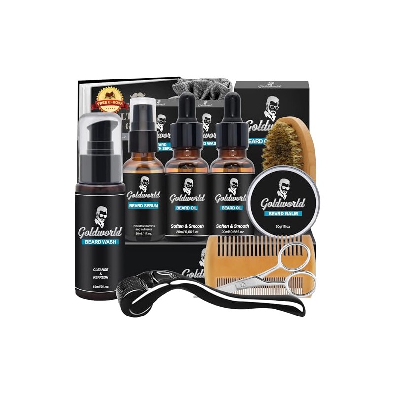 Beard Care & Grooming Kit w/Free Beard Soap,Unscented Beard Oil,Beard
