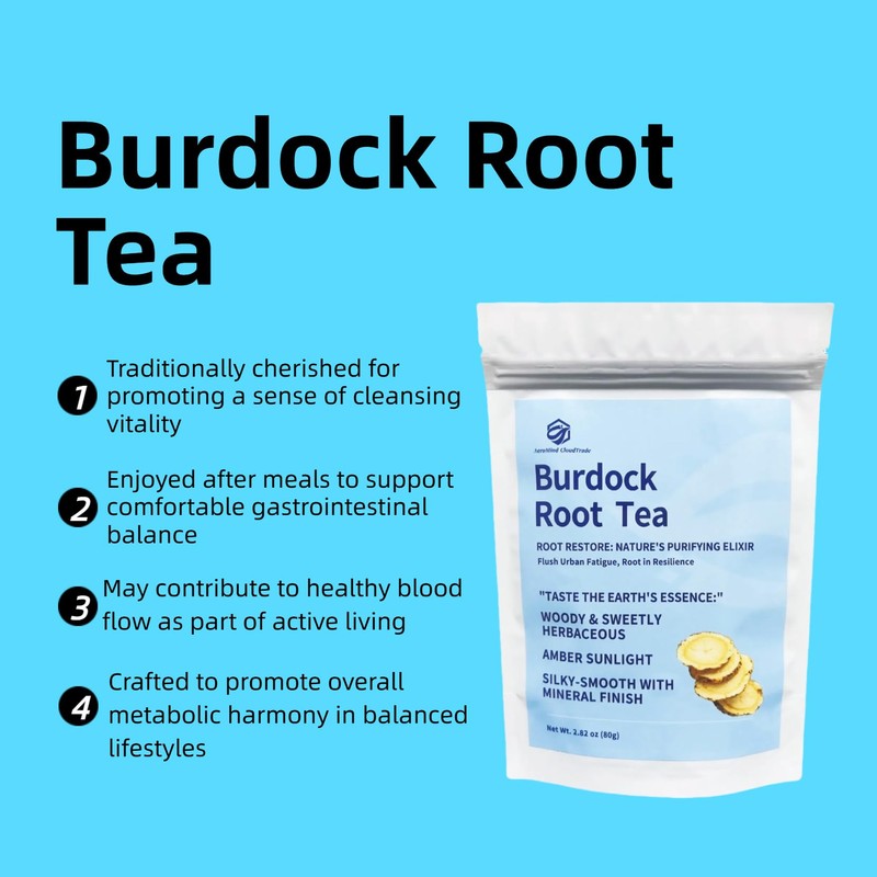AeroMind CloudTrade Organic Burdock Slices Tea,Raw Agricultural Product,Caffeine Free, Resealable
