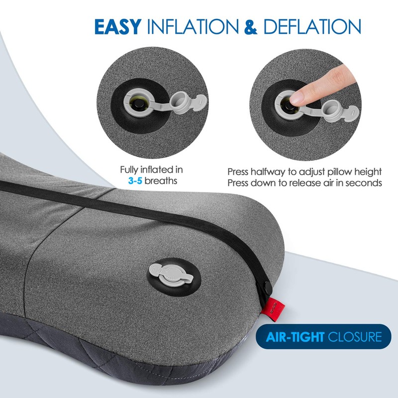 Hikenture Ultralight Inflatable Pillow with Removable Cover for Neck Lumber