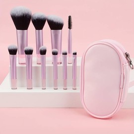 10pcs Mini Set de Brochas de Maquillaje con Bolsa de Almacenamiento, Suministros de Viaje Portátiles, Kit de Brochas de Maquillaje Profesionales, Cosméticos Esenciales, Regalo Ideal