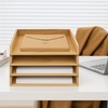 Prolee Stackable Paper Tray,Wooden Paper Organizer for Desk with 4