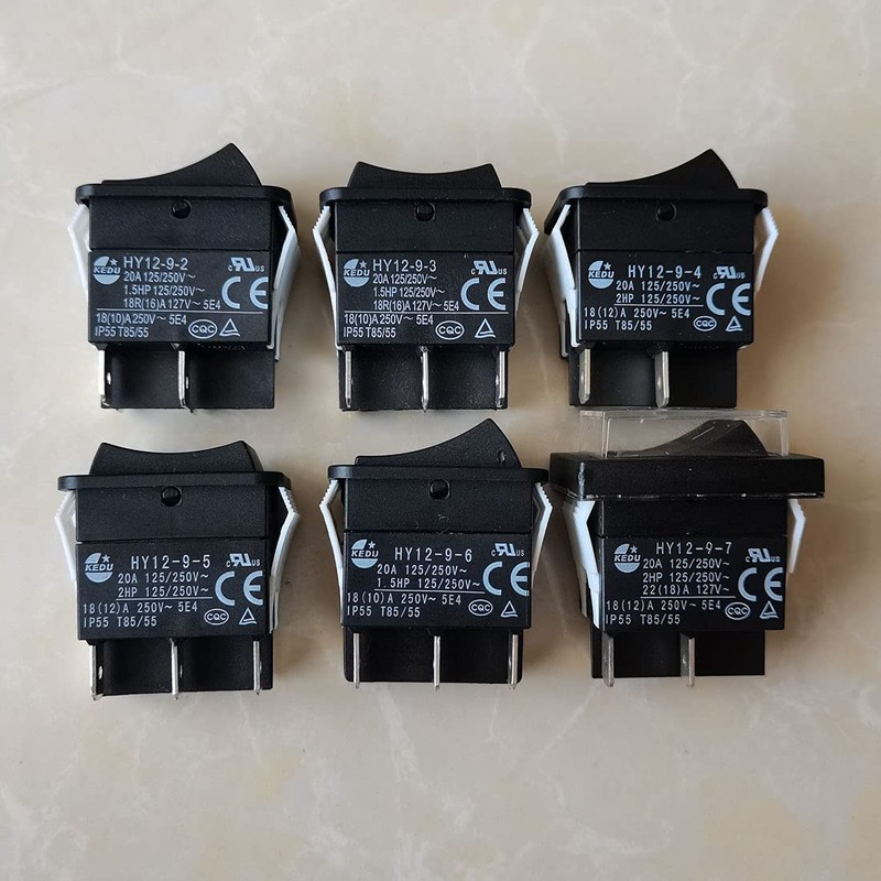 2Pieces KEDU HY12-9-7 Rocker Switch Push Button Switches for Household