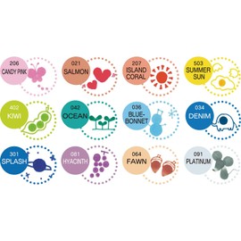 Kuretake TC-6100/12V ZIG Water-Based Pen, Clean Color Dots, 12 Colors