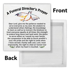 Christian Funeral Directer Decor Mortician Gift Funeral Directors Prayer Wooden Sign for Office Home Bedroom Shelf Wall Table Desk Decoration 5x5 Inches
