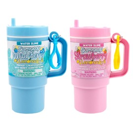 Lemonade Tumbler Bundle, 2-Pack Scented Slimes - Blue Raspberry & Pink Strawberry, Kids Slime Party Favors (8-12), Kit