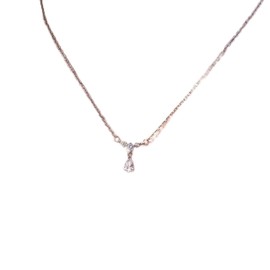 TseenYi Crystal Drop Necklace Pear CZ Necklace Sparkling Rhinestone Pendant Necklace Mini CZ Bridal Chain Jewellery for Women and Girls Gifts (Silver)