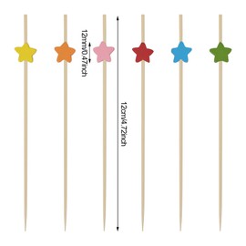 Honbay 100PCS Colorful Star Cocktail Picks Fruit Food Hamburger Sticks Christmas Themed Cocktail Sticks Wooden Toothpicks Party Supplies